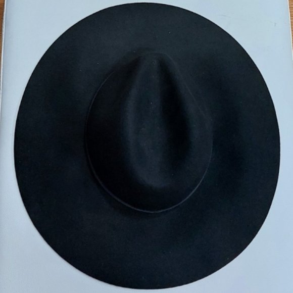 💋UBER GORGE!💋 Y2K BEBE 100% Wool Felt Wide Brimmed Fedora Hat in Black - Picture 4 of 10